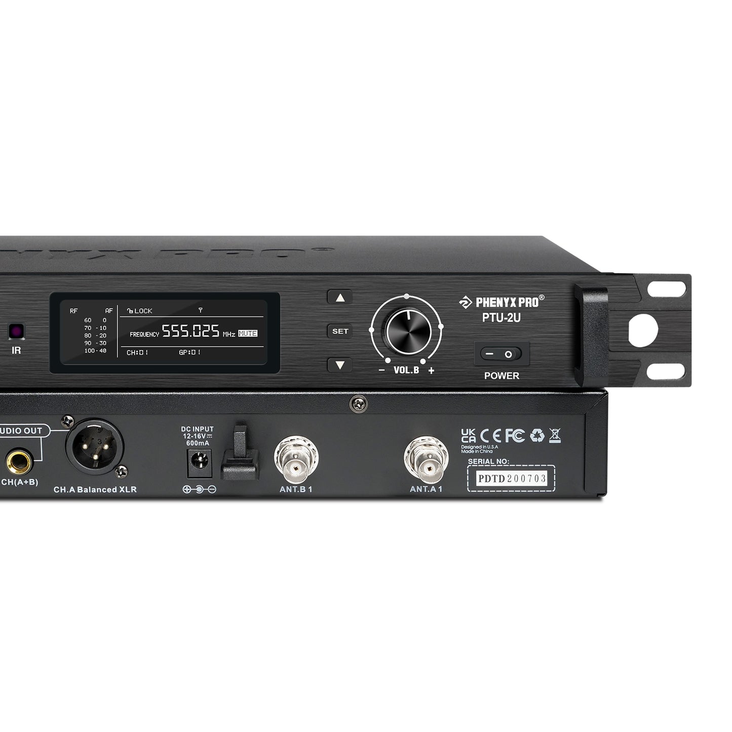 PTU-2U-1H1B | Sistema de micrófono inalámbrico dual True Diversity
