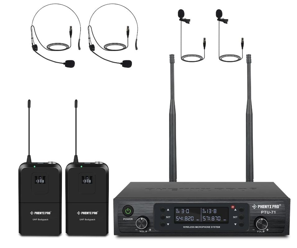 PTU-71-2B | Sistema de micrófono inalámbrico UHF dual con escaneo automático