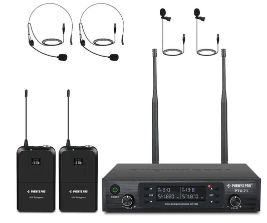 PTU-71-2B | Sistema de micrófono inalámbrico UHF dual con escaneo automático