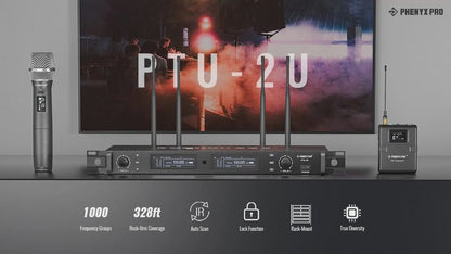 PTU-2U-1H1B | Sistema de micrófono inalámbrico dual True Diversity